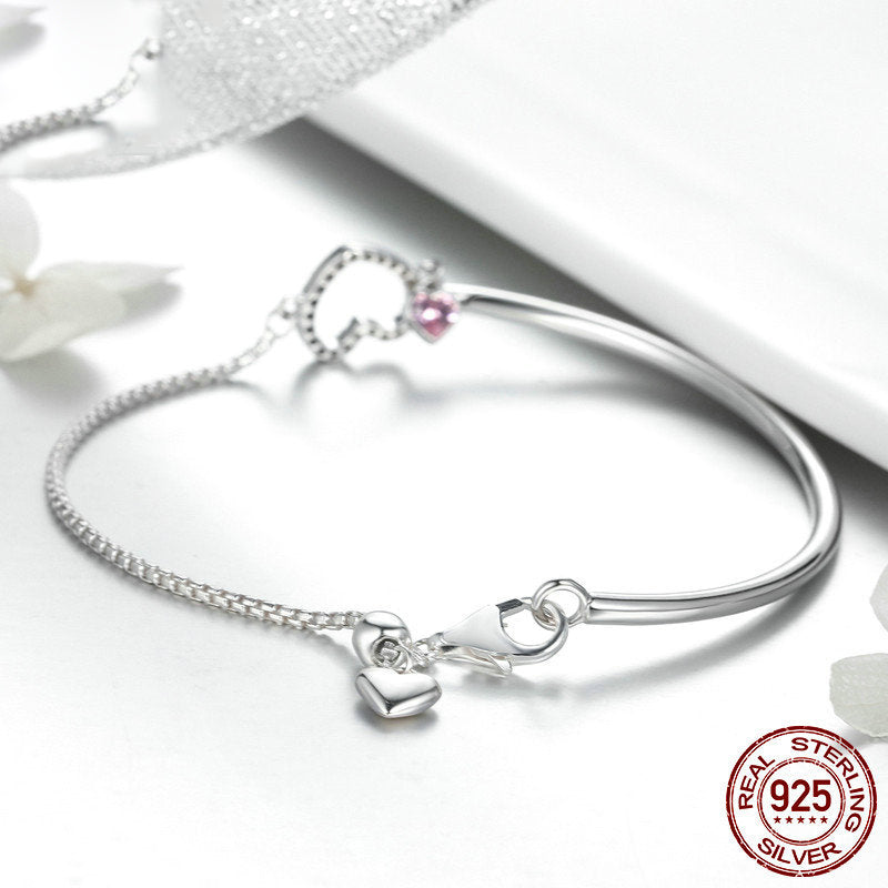 S925 Sterling Silver Heart Bracelet - Minimal & Elegant