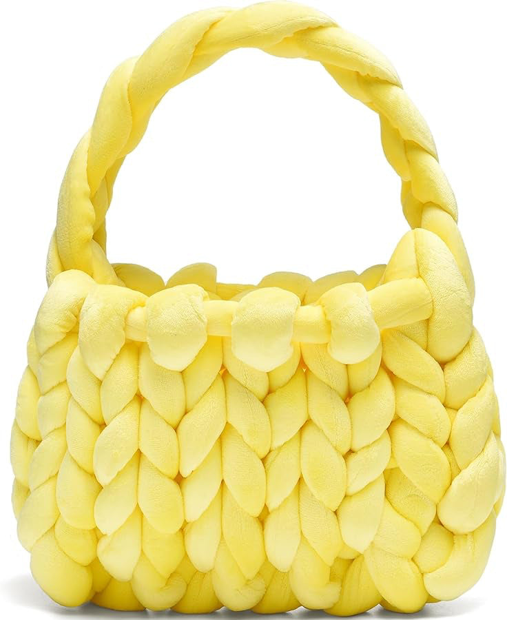 Handmade Chunky Knit Velvet Handbag Bag