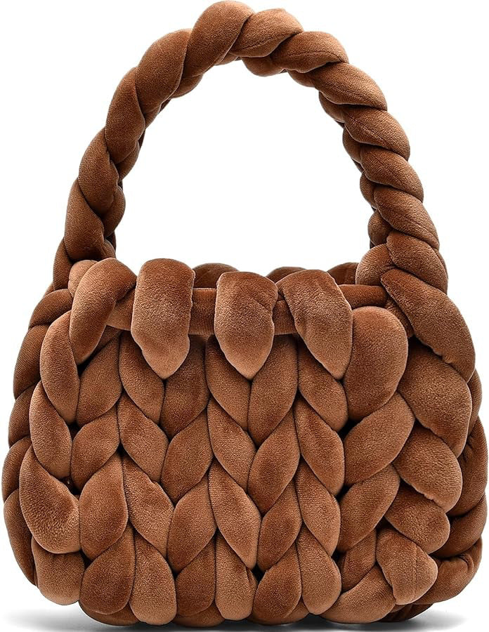 Handmade Chunky Knit Velvet Handbag Bag