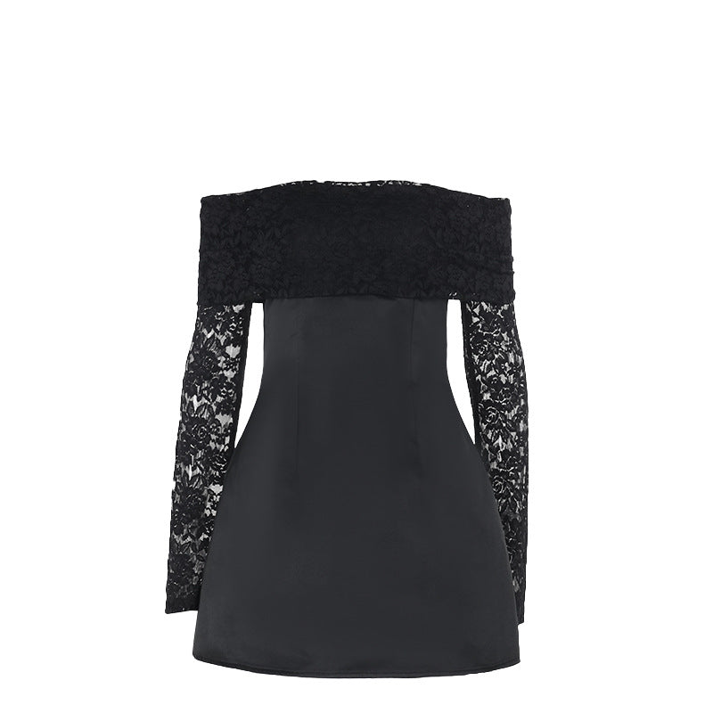 One-Shoulder Lace Mini Dress - Slim Fit & Elegant