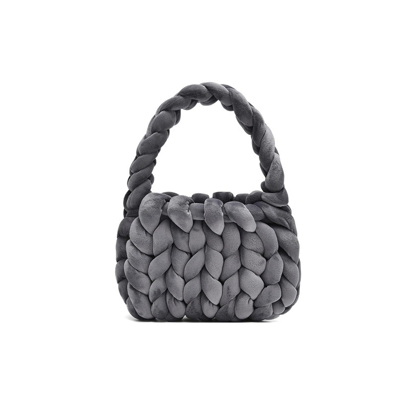 Handmade Chunky Knit Velvet Handbag Bag