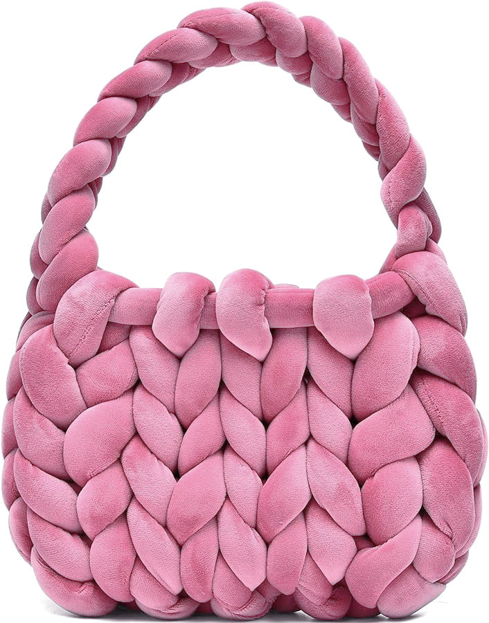 Handmade Chunky Knit Velvet Handbag Bag