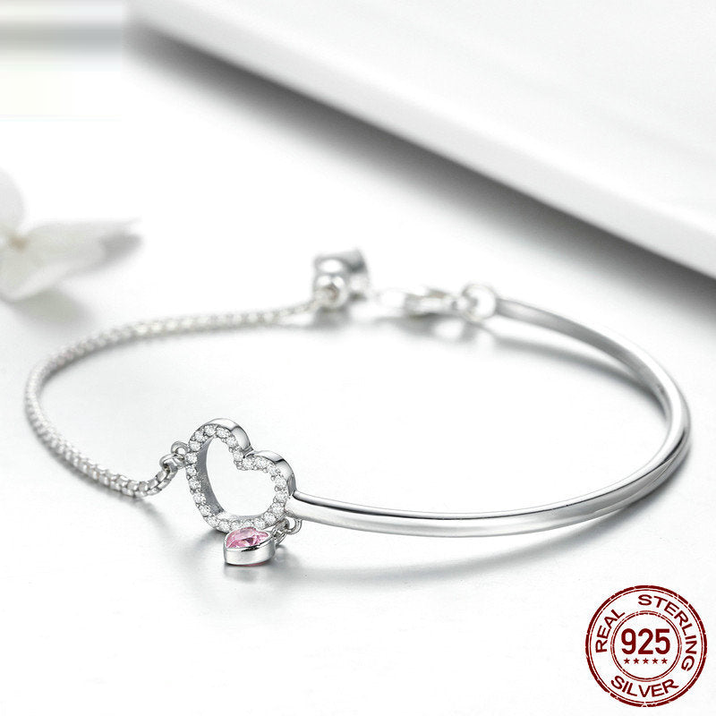 S925 Sterling Silver Heart Bracelet - Minimal & Elegant