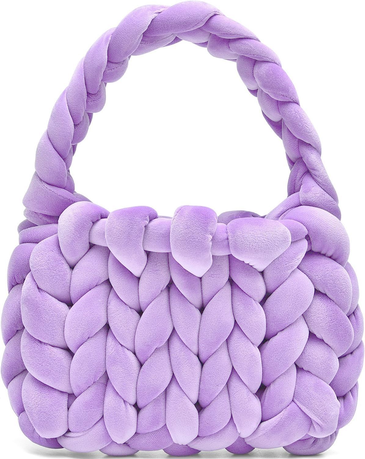 Handmade Chunky Knit Velvet Handbag Bag