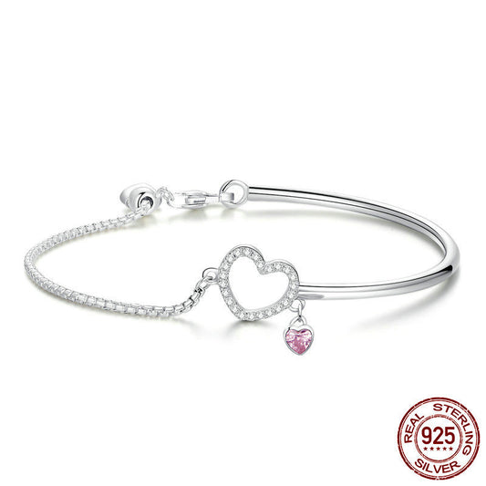 S925 Sterling Silver Heart Bracelet - Minimal & Elegant